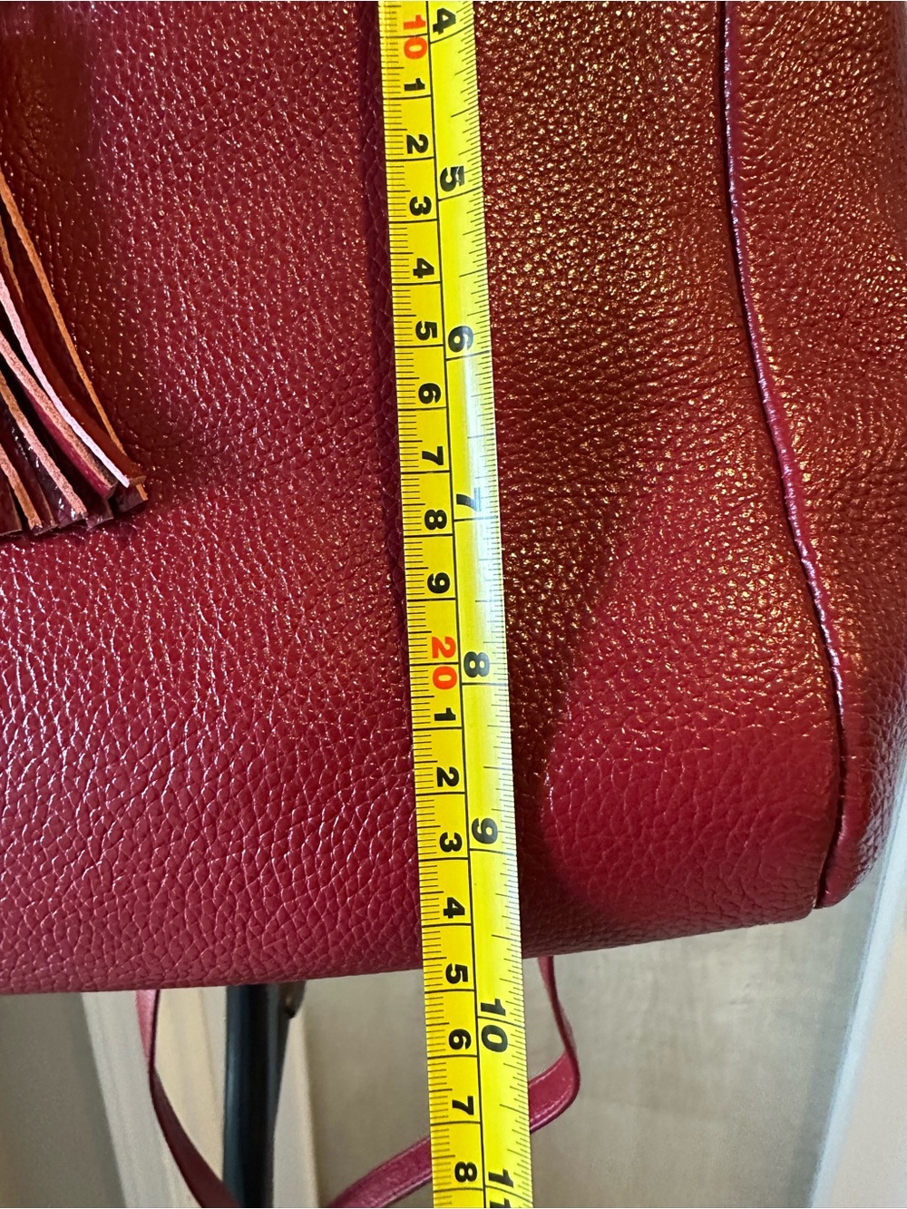 SALE!! NWOT! Genuine Leather Onna Ehrlich handbag in deep red - Picture 10 of 13